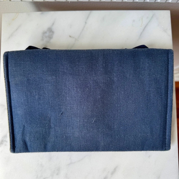 Navy Clutch with Triple Bow Detail - Picture 2 of 4